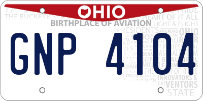 OH license plate GNP4104