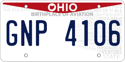 OH license plate GNP4106
