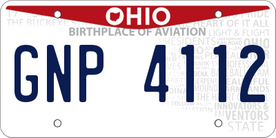 OH license plate GNP4112