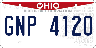 OH license plate GNP4120