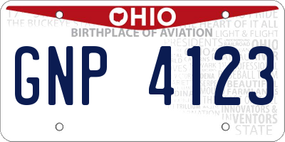 OH license plate GNP4123