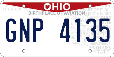 OH license plate GNP4135
