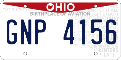OH license plate GNP4156