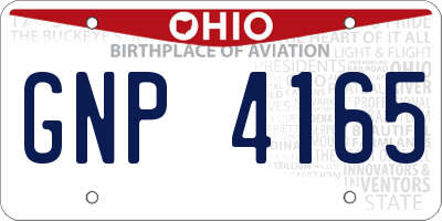 OH license plate GNP4165