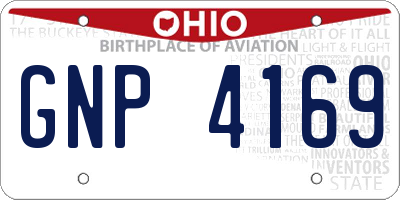 OH license plate GNP4169