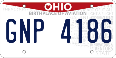 OH license plate GNP4186