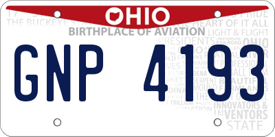 OH license plate GNP4193