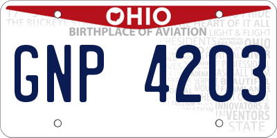 OH license plate GNP4203