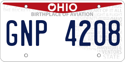 OH license plate GNP4208