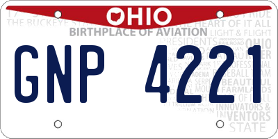 OH license plate GNP4221