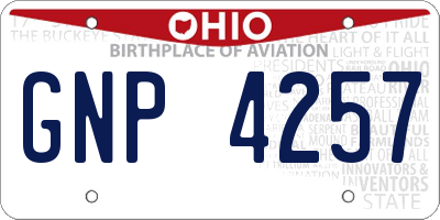 OH license plate GNP4257