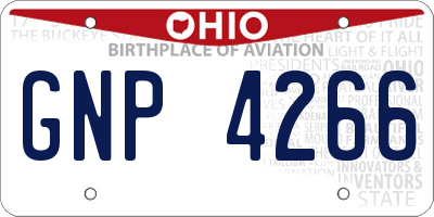 OH license plate GNP4266