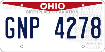 OH license plate GNP4278