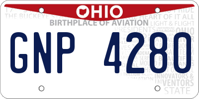 OH license plate GNP4280