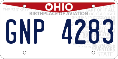 OH license plate GNP4283