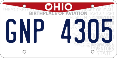 OH license plate GNP4305