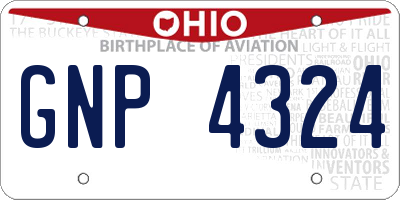OH license plate GNP4324
