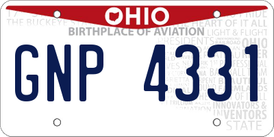 OH license plate GNP4331