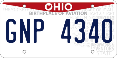OH license plate GNP4340