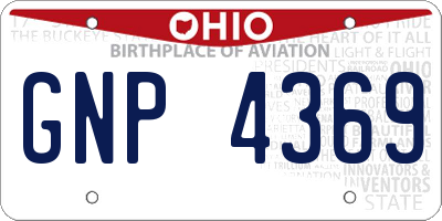 OH license plate GNP4369