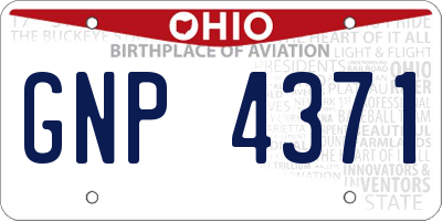 OH license plate GNP4371