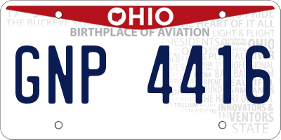 OH license plate GNP4416