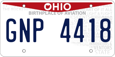 OH license plate GNP4418