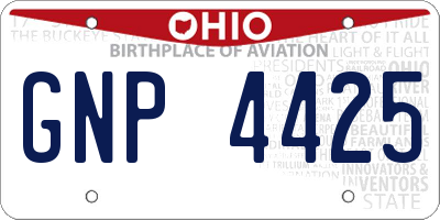 OH license plate GNP4425