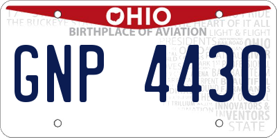 OH license plate GNP4430
