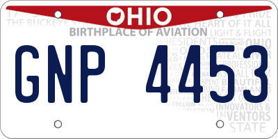 OH license plate GNP4453