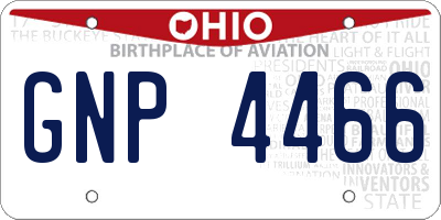 OH license plate GNP4466