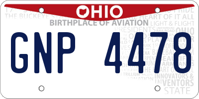 OH license plate GNP4478