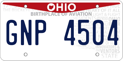 OH license plate GNP4504