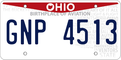 OH license plate GNP4513