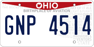 OH license plate GNP4514