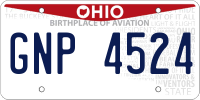 OH license plate GNP4524