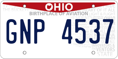 OH license plate GNP4537