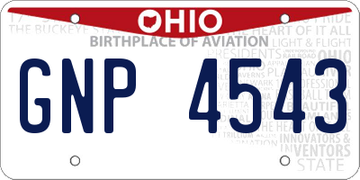 OH license plate GNP4543