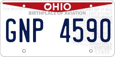 OH license plate GNP4590