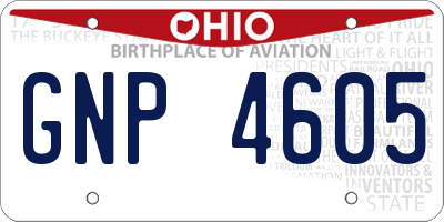 OH license plate GNP4605