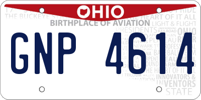 OH license plate GNP4614