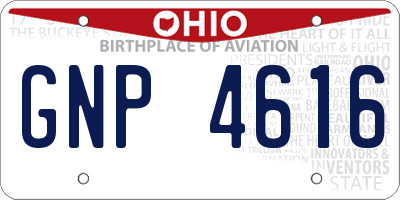 OH license plate GNP4616