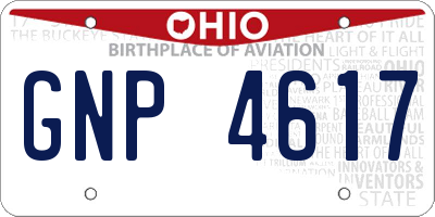 OH license plate GNP4617