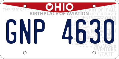 OH license plate GNP4630
