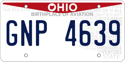 OH license plate GNP4639
