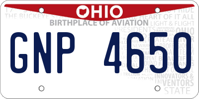 OH license plate GNP4650
