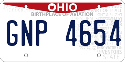 OH license plate GNP4654