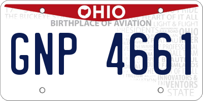 OH license plate GNP4661