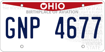 OH license plate GNP4677