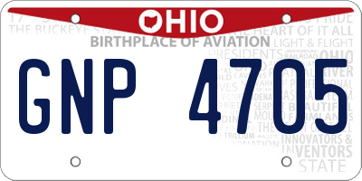OH license plate GNP4705